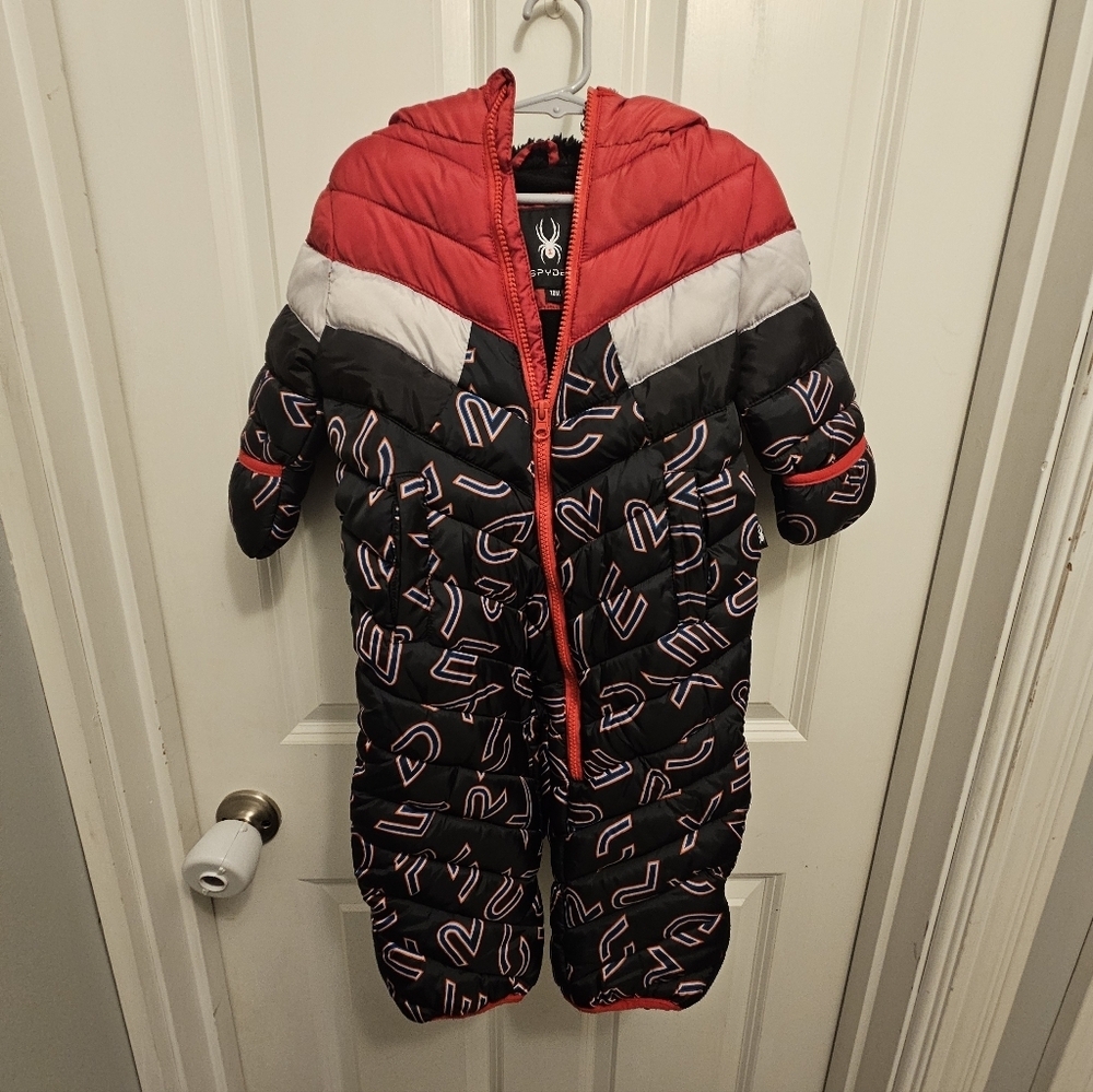 Spyder Red and Black Hooded Puffer Suit
